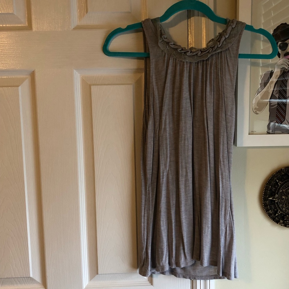 Banana republic gray soft tank with tie at neck